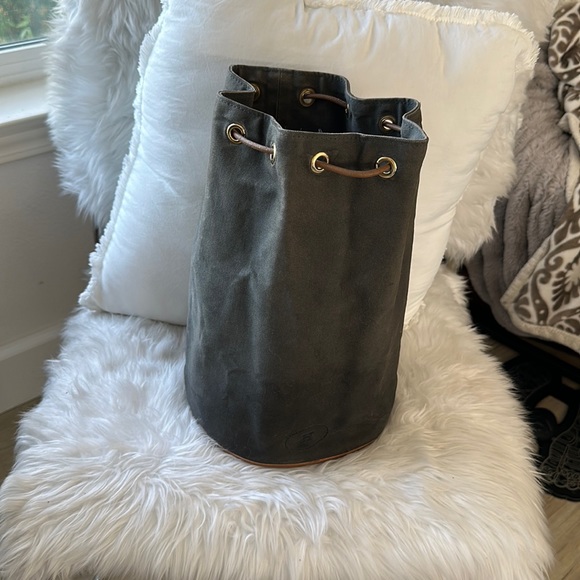 HERMES DRAWSTRING GRAY CANVAS BACKPACK - Picture 2 of 13